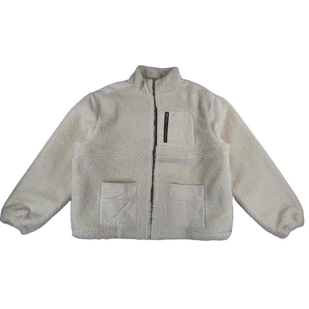 Form For You Sherpa Jacket Women's Small Cream Full Zip Heavy Oversized